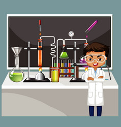 Classroom scene with science teacher and Vector Image