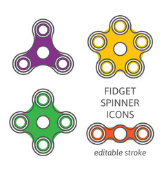 Hand fidget spinner toy shape icon set Royalty Free Vector