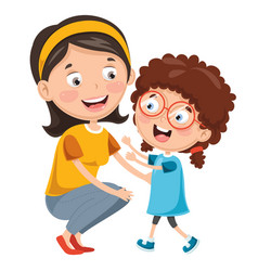 Of kid with mother Royalty Free Vector Image - VectorStock