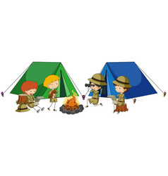 Three kids in scout uniform Royalty Free Vector Image