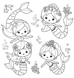 Beautiful mermaids collection Royalty Free Vector Image