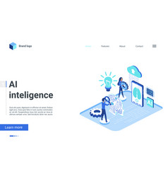 Artificial intelligence flat isometric Royalty Free Vector
