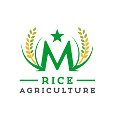 Rice farming logo design Royalty Free Vector Image