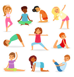 Yoga kids young child yogi character Royalty Free Vector