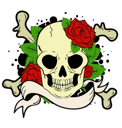 Crow Roses and Skull Tattoo Design Royalty Free Vector Image