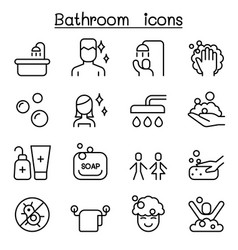 Soap Icon Set In Thin Line Style Royalty Free Vector Image