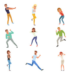 Flat set of frightened people in different vector