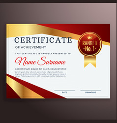 Premium red certificate and diploma template Vector Image