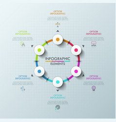 Paper white round chart with 6 arrows pointing Vector Image
