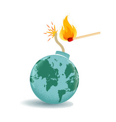 Global warming poster with earth on fire Vector Image