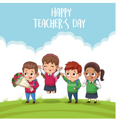 Happy teachers day card with teacher and boy Vector Image