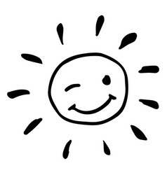 Smiling Sun Black White Vector Images Over 680