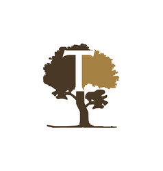 Oak tree letter t Royalty Free Vector Image - VectorStock
