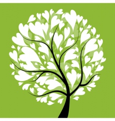 Spring tree green with birds for your design Vector Image