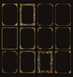 Decorative rectangle gold frames and borders set Vector Image