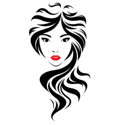 Women long hair style icon logo women face Vector Image