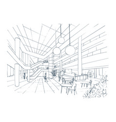 Modern interior shopping center mall top view Vector Image Modern interior shopping center mall top view Vector Image