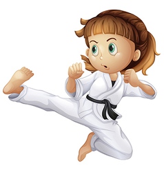 A young girl showing her karate moves Royalty Free Vector