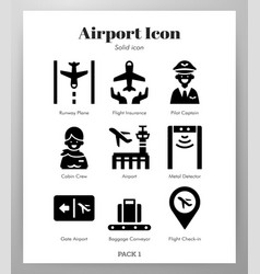 Airport icons flat pack Royalty Free Vector Image