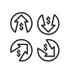 Dollar increase decrease icon money symbol with Vector Image