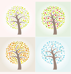 Nature four stylized trees representing different Vector Image