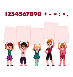 Girl holding board with numbers Royalty Free Vector Image