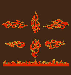 Red fire flames icons set Royalty Free Vector Image