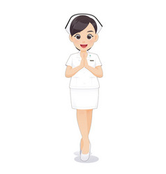 Cartoon Nurse In White Dress Cute Have A Smile Vector Image