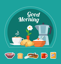 Breakfast icon flat Royalty Free Vector Image - VectorStock