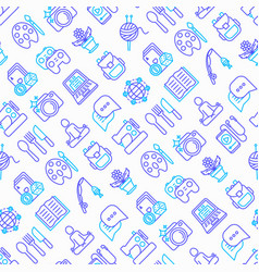 Video game seamless pattern with thin line icons Vector Image