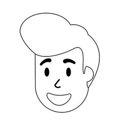 Teenager boy smiling face cartoon in black Vector Image