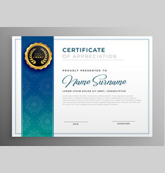 Elegant blue and gold diploma certificate template