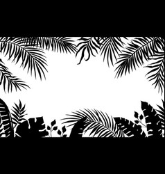 Silhouette palm leaves black jungle plants Vector Image