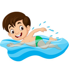 Cartoon happy family playing in swimming pool Vector Image