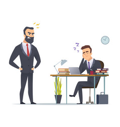 Conceptual cartoon of tired angry business man Vector Image