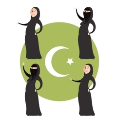 Arab women in black hijab Royalty Free Vector Image