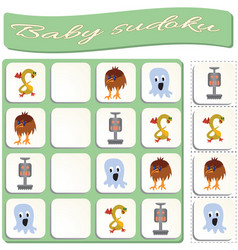 sudoku for kids with colorful monsters game vector image