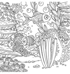 Coloring book with marine animals 4 Royalty Free Vector