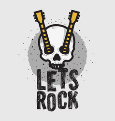 Human skull in rock and roll Royalty Free Vector Image