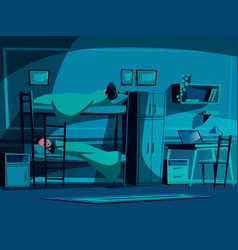 Cartoon student dormitory room interior Royalty Free Vector