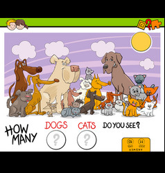 Counting cats and dogs educational game for kids Vector Image