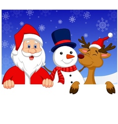 Cartoon santa claus with many animals collection s