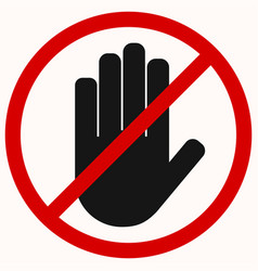 Red stop signs hand rectangle word stop and Vector Image