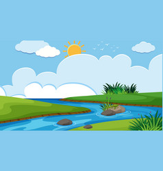 A flat nature landscape Royalty Free Vector Image