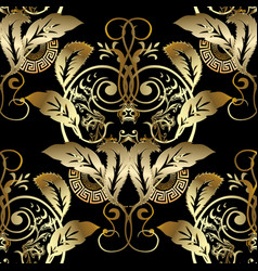 Ornate gold 3d baroque seamless pattern vintage Vector Image