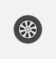 flat car wheel with tire icon on gray vector image