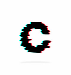 Logo letter c glitch distortion Royalty Free Vector Image