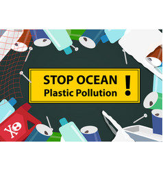 Plastic pollution of ocean bottles plastic bags Vector Image