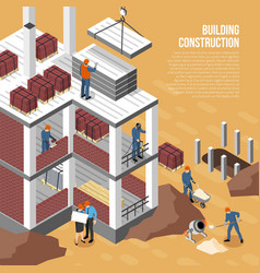 Construction site isometric composition Royalty Free Vector