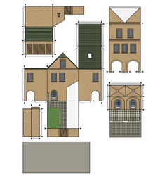 Paper model an old town house Royalty Free Vector Image